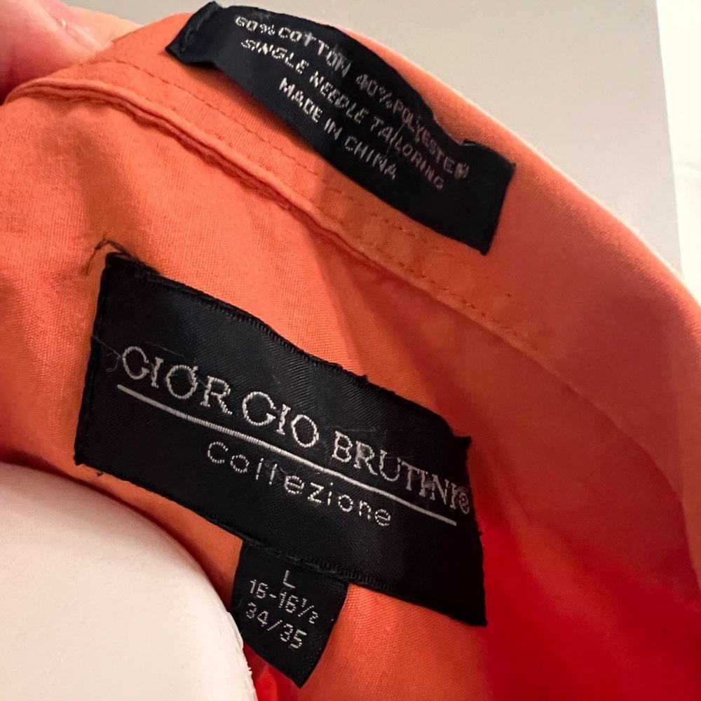 Giorgio bruntini men’s orange button down shirt - Picture 3 of 4